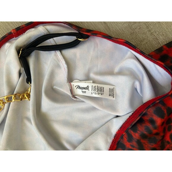 Mapale One-Shoulder Red Leopard with Chain Dress 4556 Size-Medium - Picture 5 of 5